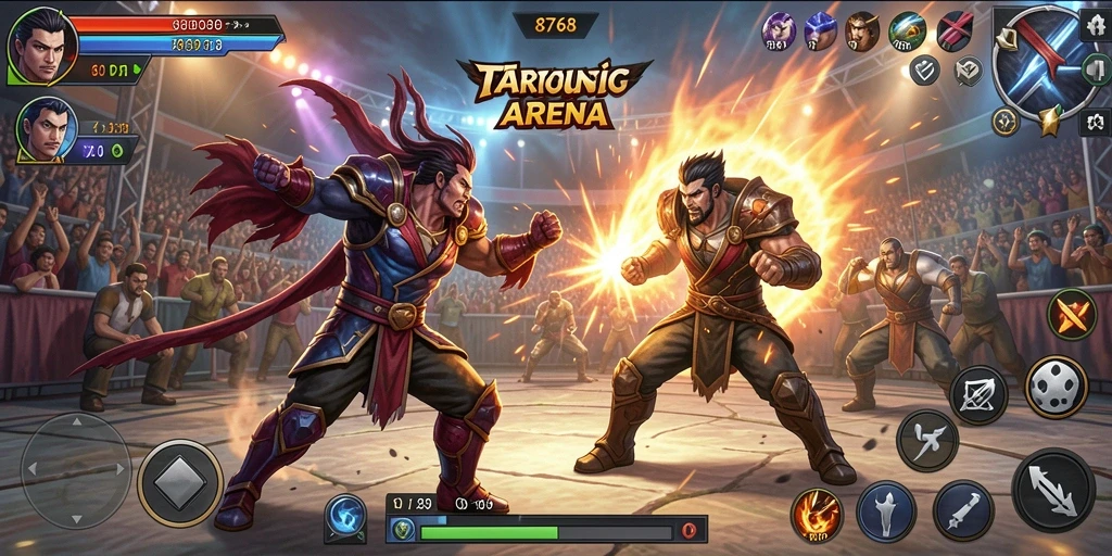 Tangkapan layar dari pertarungan seru di 8768 menunjukkan aksi gameplay yang mendebarkan.