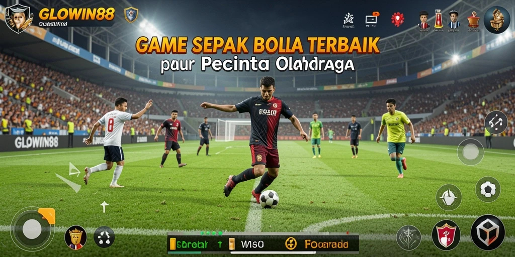 Tangkapan layar GLOWIN88 menampilkan aksi seru dalam gameplay sepak bola.