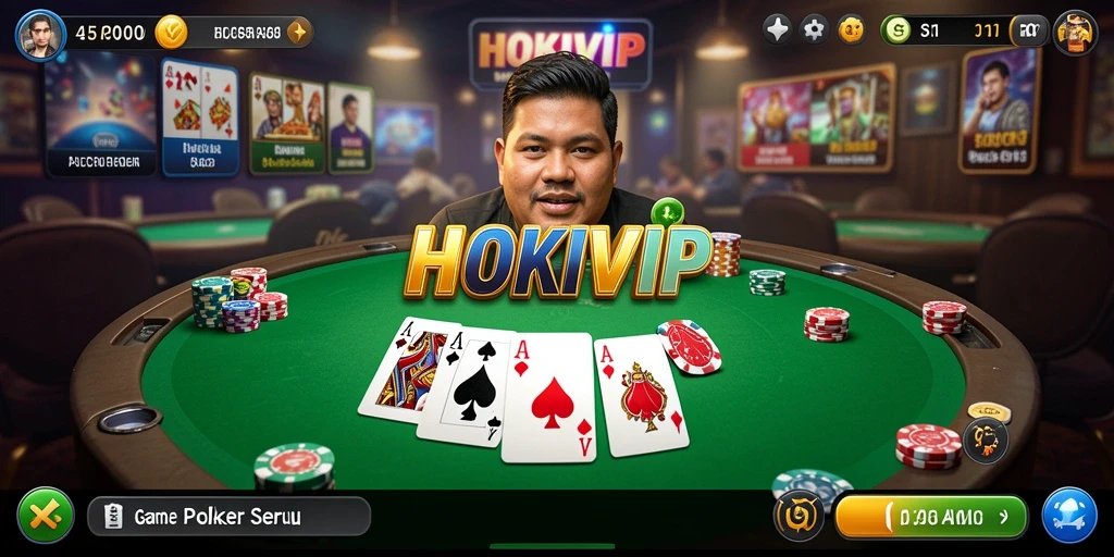 Tampilan gameplay HOKIVIP yang menegangkan di meja Poker.