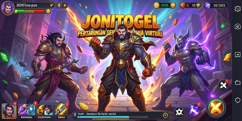 Screenshot gameplay JONITOGEL menampilkan aksi pertarungan yang intens.