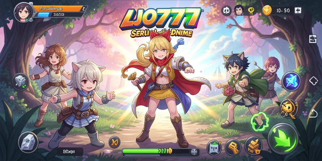 Tampilan gameplay seru LJO777 dengan karakter anime yang dinamis.