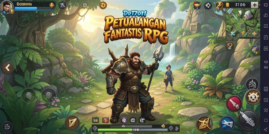 Tampilan gameplay RPG seru di PT707 dengan karakter dan monster menarik.
