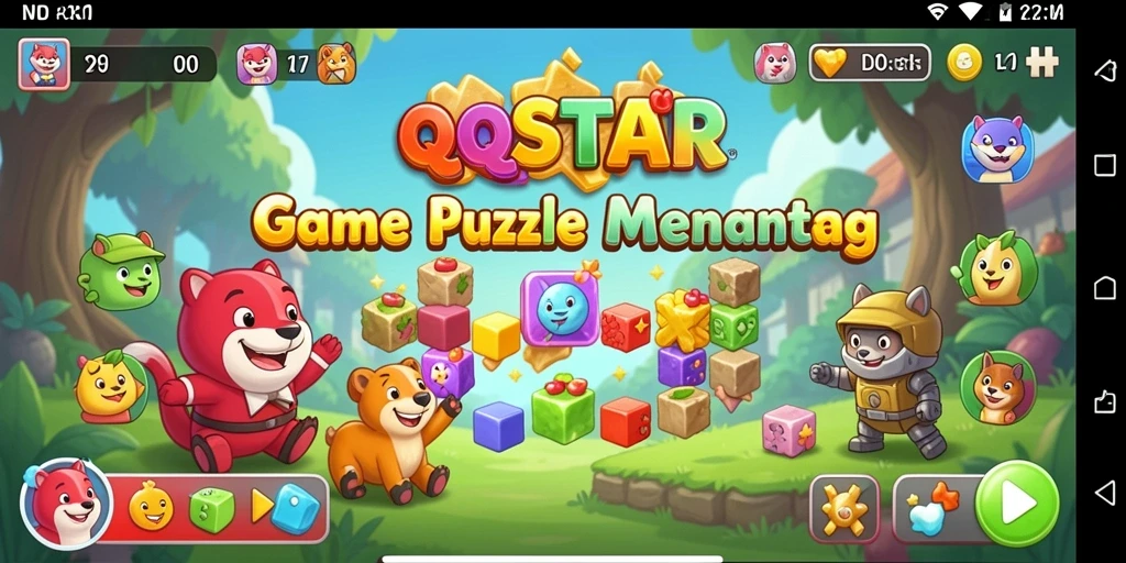 Tampilan gameplay QQSTAR yang menarik dengan tantangan Puzzle.
