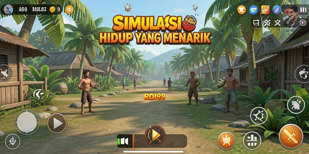 Tampilan gameplay menarik dari RDI88 yang menggambarkan simulasi kehidupan.