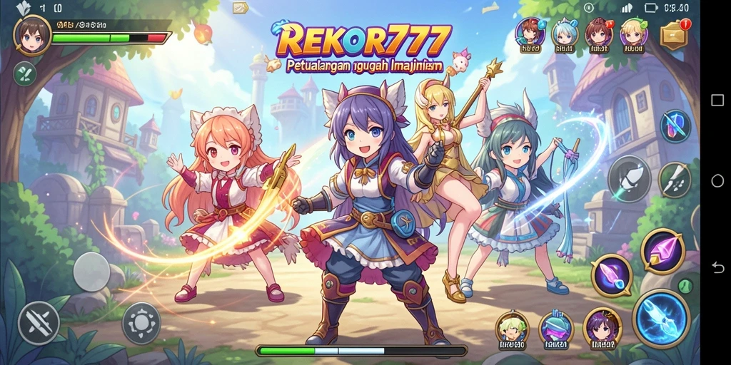 Screenshot menunjukkan karakter anime dalam pertempuran menarik.
