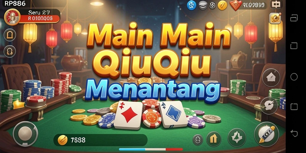 Tangkapan layar utama RP886 menunjukkan aksi seru dalam permainan QiuQiu.