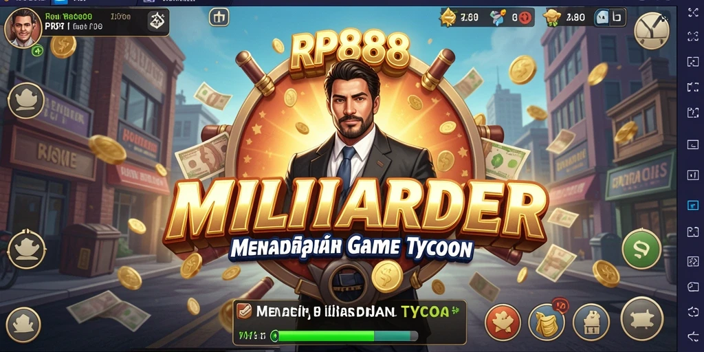 Tampilan utama gameplay RP888 yang menampilkan keseruan membangun bisnis.