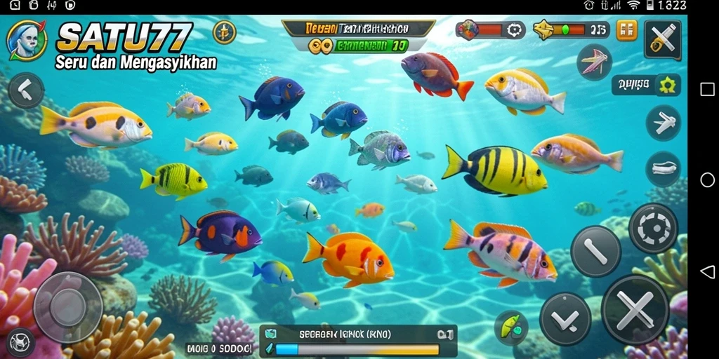 Tampilan gameplay seru dalam game Tembak Ikan SATU77.