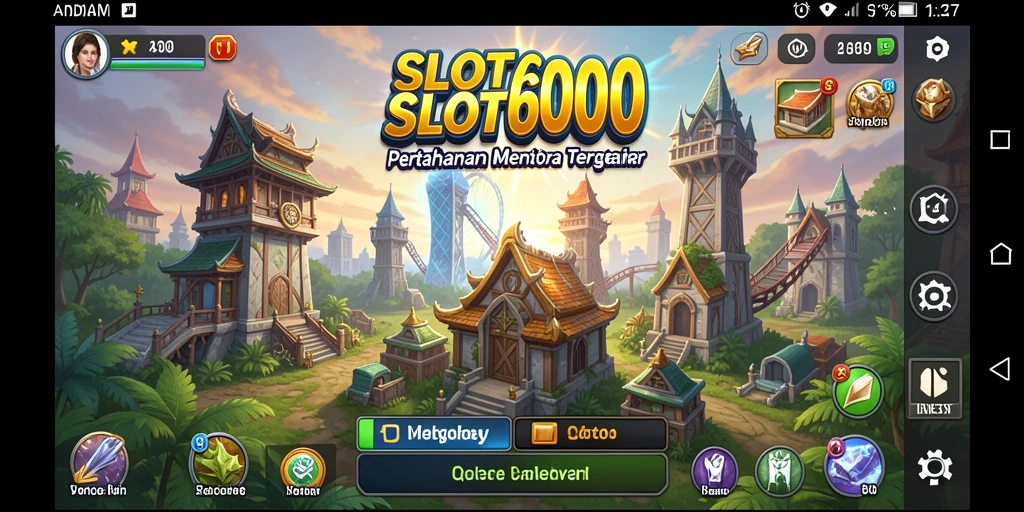 Screenshot utama SLOT6000 menampilkan gameplay Tower Defense yang seru.